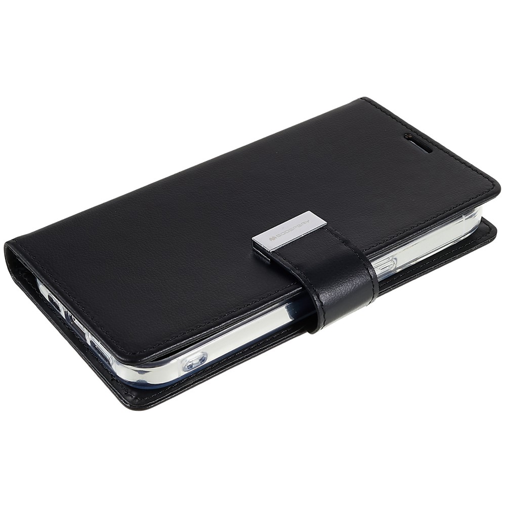 MERCURY GOOSPERY For iPhone 14 Pro Max 6.7 inch Metal Magnetic Clasp Phone Case Wallet PU Leather + TPU Phone Cover - Black-5