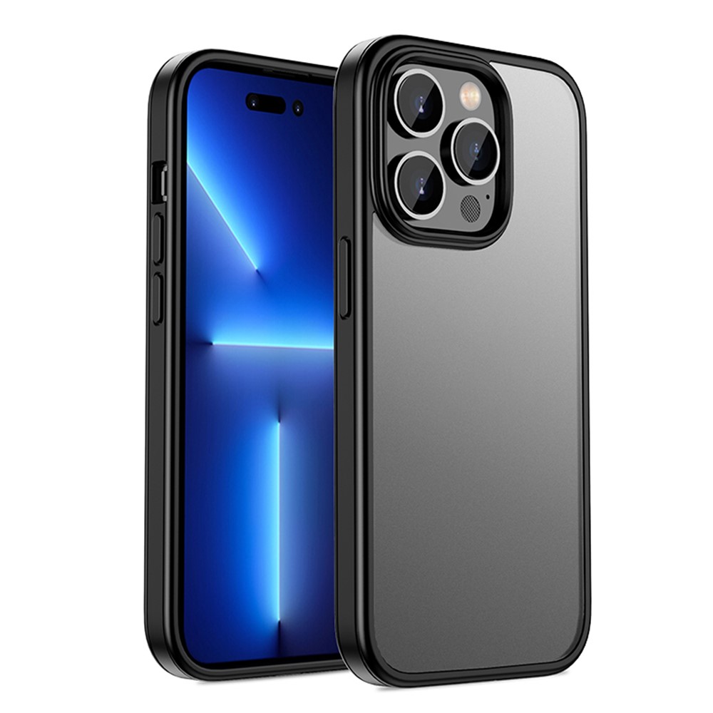 IPAKY For iPhone 14 Pro 6.1 inch Rubberized Skin-touch Feeling Phone Case Anti-drop Hybrid TPU + PC Cover - Black-1