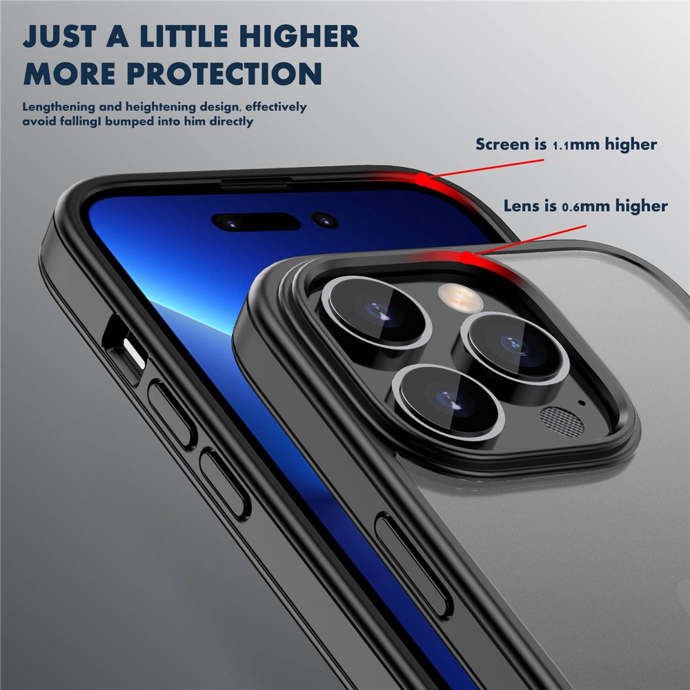 IPAKY For iPhone 14 Pro Max 6.7 inch Rubberized Phone Case Soft TPU Frame Hard PC Back Skin-touch Protective Cover - Black-3