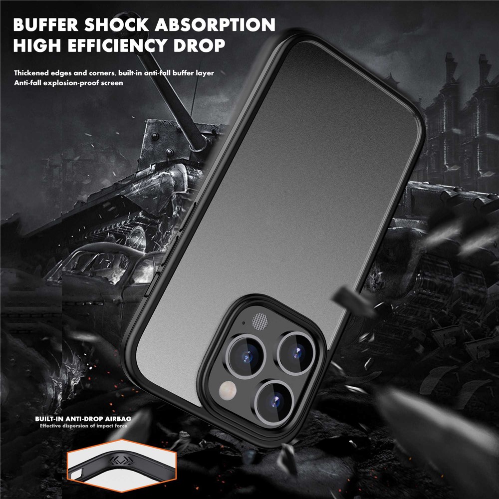 IPAKY For iPhone 14 Pro Max 6.7 inch Rubberized Phone Case Soft TPU Frame Hard PC Back Skin-touch Protective Cover - Black-5