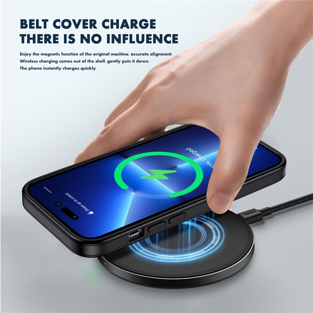 IPAKY For iPhone 14 6.1 inch Rubberized Soft TPU Hard PC Back Cover Skin-touch Feeling Shockproof Phone Case - Black-4