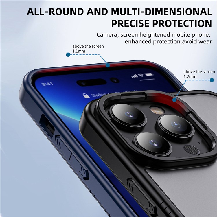 IPAKY Darkwalker Series for iPhone 14 Pro Max 6.7 inch Matte Finish Phone Case Anti-scratch Soft TPU Hard PC Back Cover - Translucent-3
