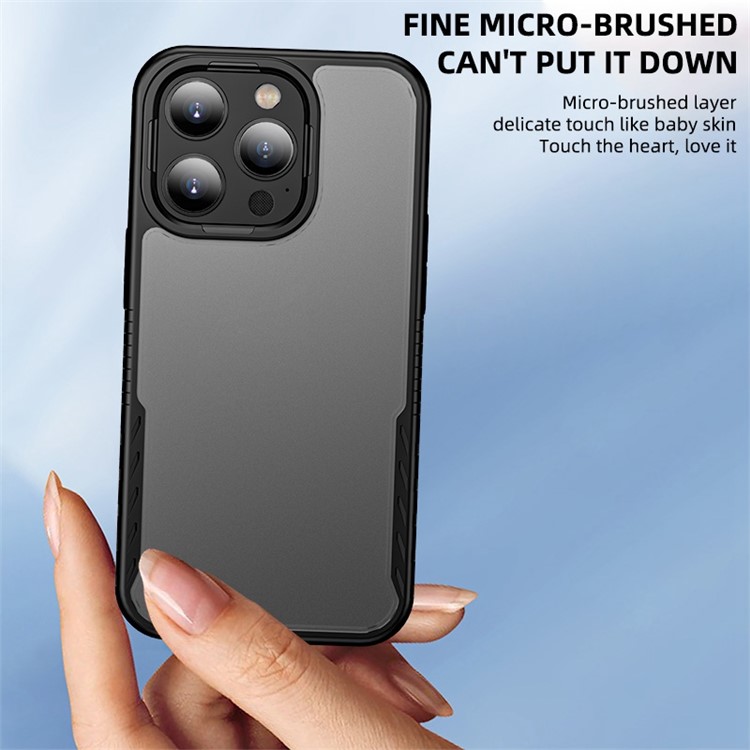 IPAKY Darkwalker Series for iPhone 14 Pro 6.1 inch Matte Finish Drop-proof Phone Cover Soft TPU Hard PC Hybrid Case - Black-4