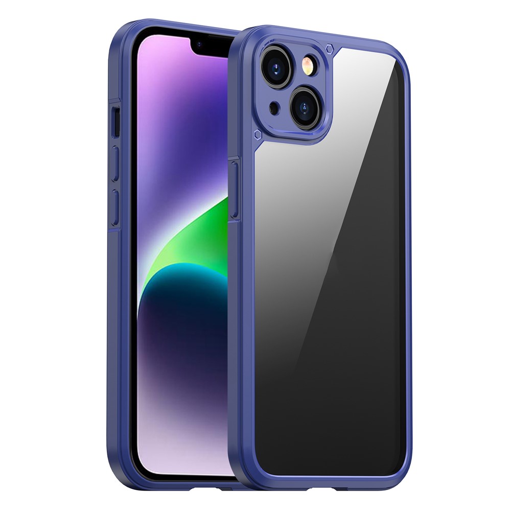 IPAKY For iPhone 14 6.1 inch Anti-scratch Drop Protection Hard PC+TPU Phone Case Mobile Phone Shell - Dark Blue-1