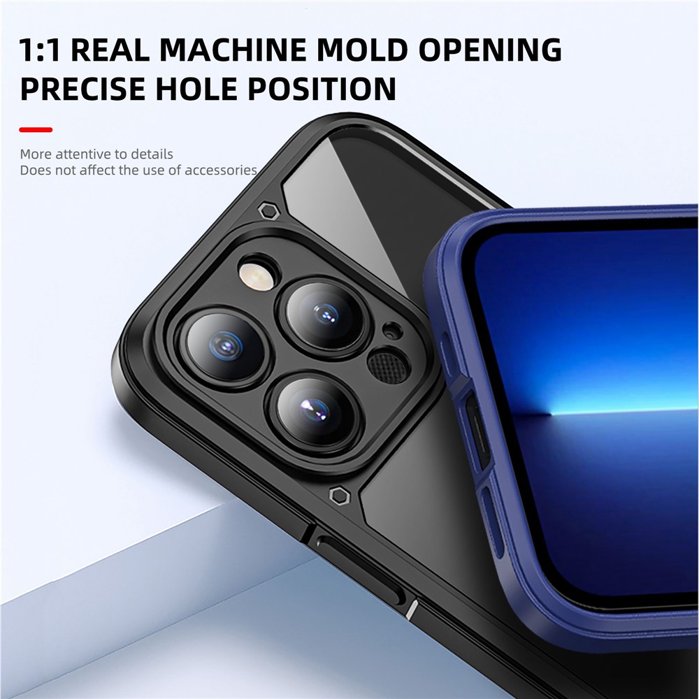 IPAKY For iPhone 14 6.1 inch Anti-scratch Drop Protection Hard PC+TPU Phone Case Mobile Phone Shell - Dark Blue-3