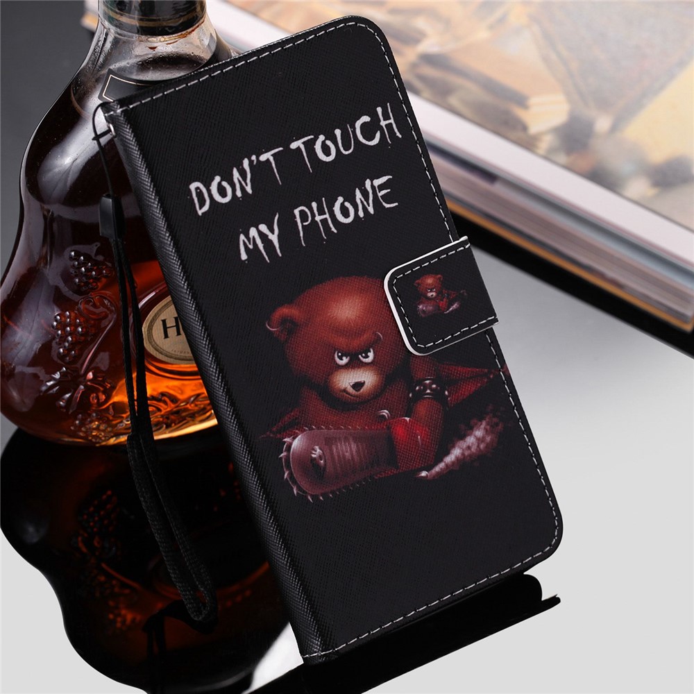 For iPhone 14 Pro 6.1 inch Pattern Printing Leather Series-2 Shockproof Phone Case Stand Magnetic Clasp PU Leather Flip Wallet Cover - Bear-4