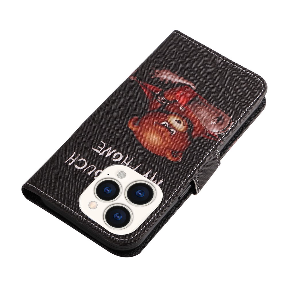 For iPhone 14 Pro 6.1 inch Pattern Printing Leather Series-2 Shockproof Phone Case Stand Magnetic Clasp PU Leather Flip Wallet Cover - Bear-6