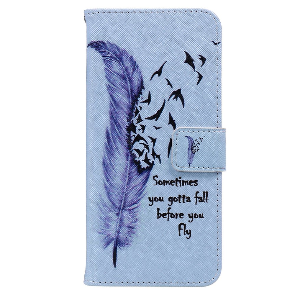 For iPhone 14 Pro Max 6.7 inch Pattern Printing Leather Series-2 Anti-scratch Phone Case Stand Magnetic Clasp Full Protection PU Leather Flip Wallet Cover - Feather-7