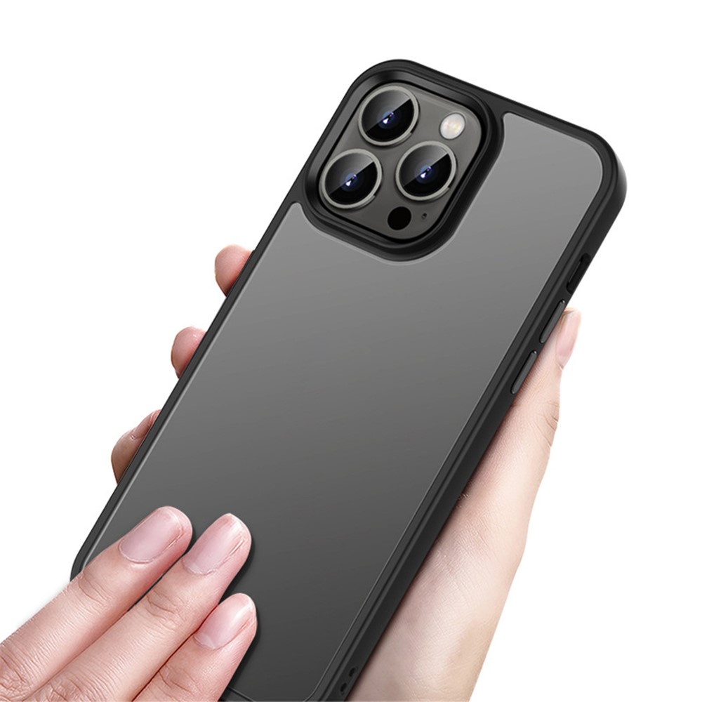 For iPhone 14 Max 6.7 inch Matte Anti-fingerprint TPU+PC Phone Case Lens Protection Anti-wear Shell - Dark Blue-2