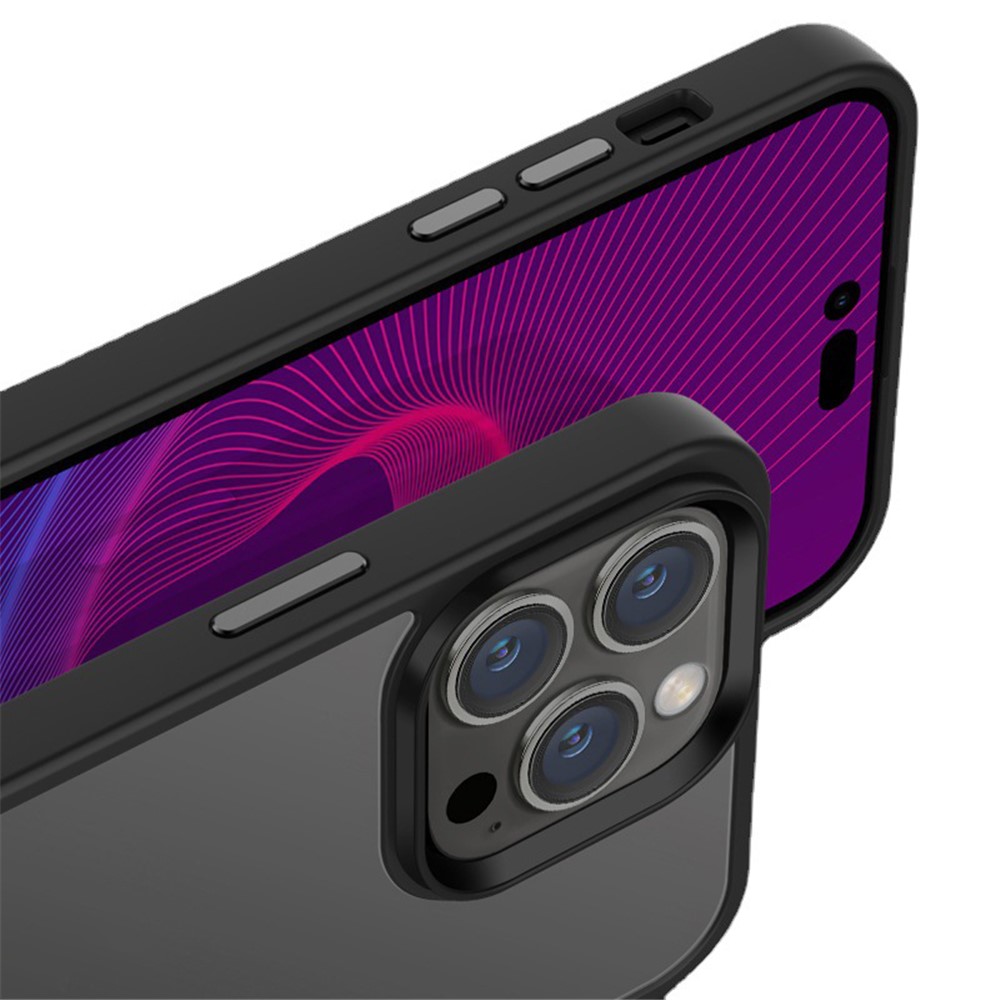 For iPhone 14 Max 6.7 inch Matte Anti-fingerprint TPU+PC Phone Case Lens Protection Anti-wear Shell - Dark Blue-5