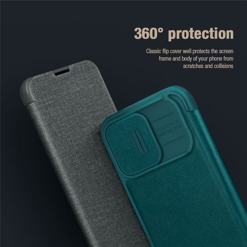 NILLKIN Qin Pro Series for iPhone 14 Pro Max 6.7 inch Full Protection Phone Case Anti-wear Cellphone Cover Card Holder with Sliding Camera Lens Protector - Black-10