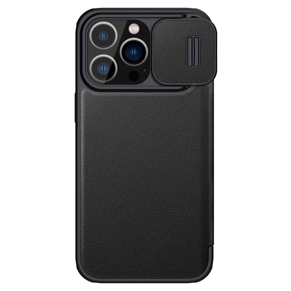 NILLKIN Qin Pro Series for iPhone 14 Pro Max 6.7 inch Full Protection Phone Case Anti-wear Cellphone Cover Card Holder with Sliding Camera Lens Protector - Black-12