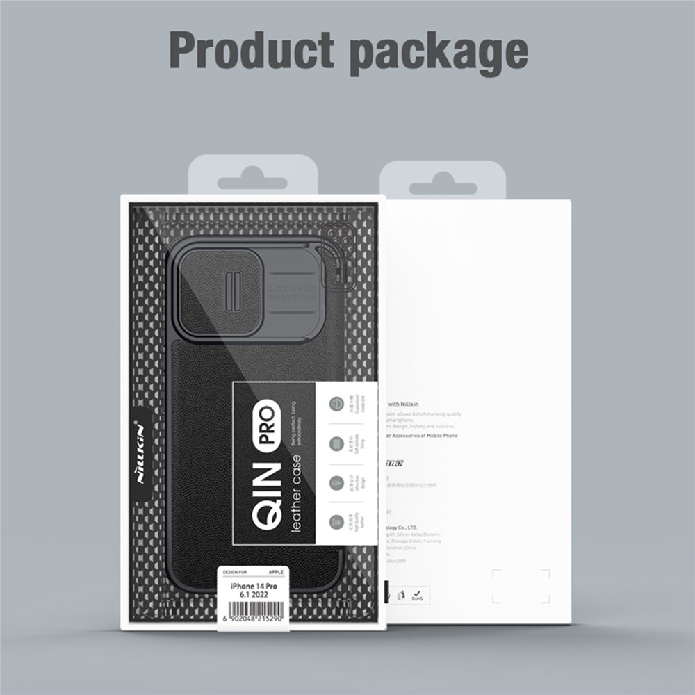 NILLKIN Qin Pro Series for iPhone 14 Pro Max 6.7 inch Full Protection Phone Case Anti-wear Cellphone Cover Card Holder with Sliding Camera Lens Protector - Black-13