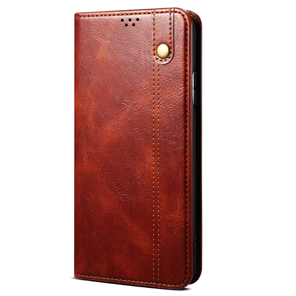For Nothing phone (1) 5G Waxy Crazy Horse Texture PU Leather Flip Case Shockproof TPU Inner Shell Wallet Stand Protective Phone Cover - Brown-7