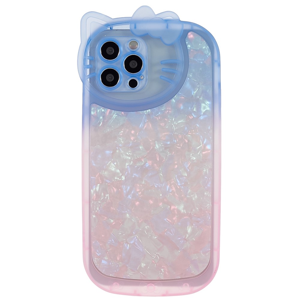 For iPhone 12 Pro 6.1 inch IMD IML Stylish Shell Pattern Dual-color Gradient Phone Case Anti-scratch Soft TPU Protector - Blue / Pink-1