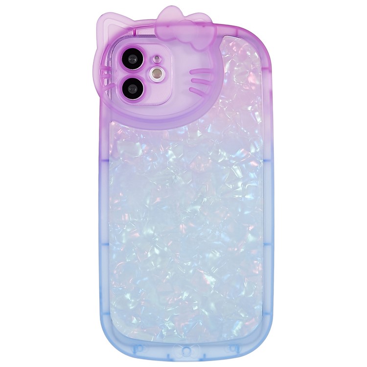 For iPhone 11 6.1 inch Soft TPU IMD Shell Pattern Dual-color Gradient Phone Case Stylish Back Cover - Purple / Blue-1