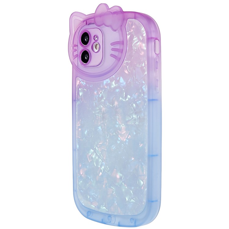 For iPhone 11 6.1 inch Soft TPU IMD Shell Pattern Dual-color Gradient Phone Case Stylish Back Cover - Purple / Blue-2