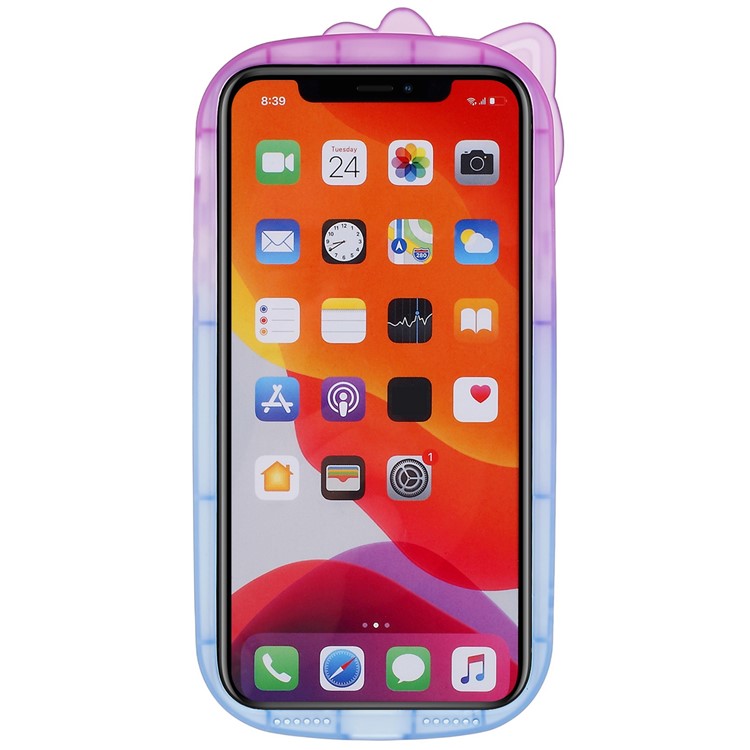For iPhone 11 6.1 inch Soft TPU IMD Shell Pattern Dual-color Gradient Phone Case Stylish Back Cover - Purple / Blue-3