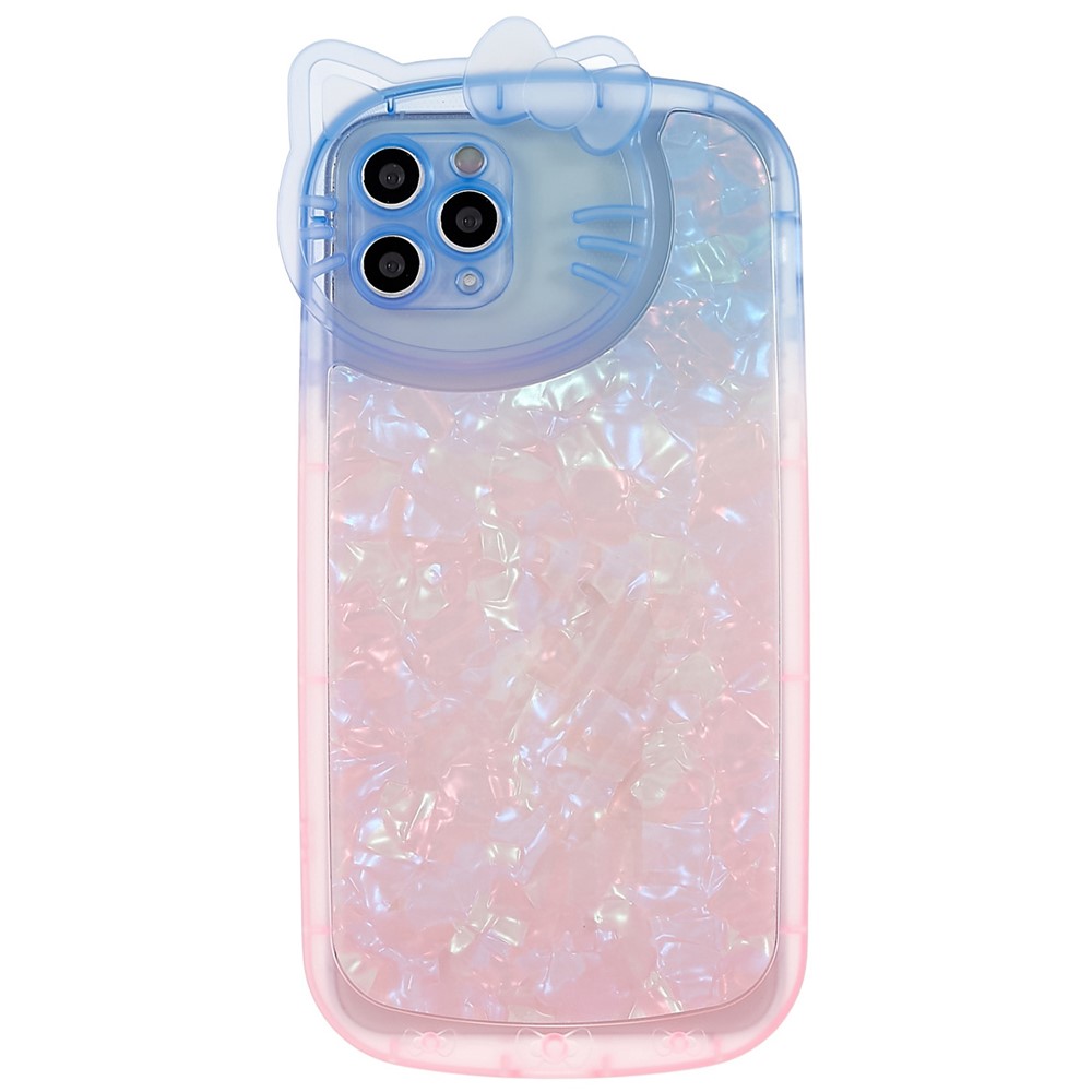 For iPhone 11 Pro Max 6.5 inch IMD IML Shell Pattern Dual-color Gradient Phone Case Soft TPU Shockproof Back Cover - Blue / Pink-1