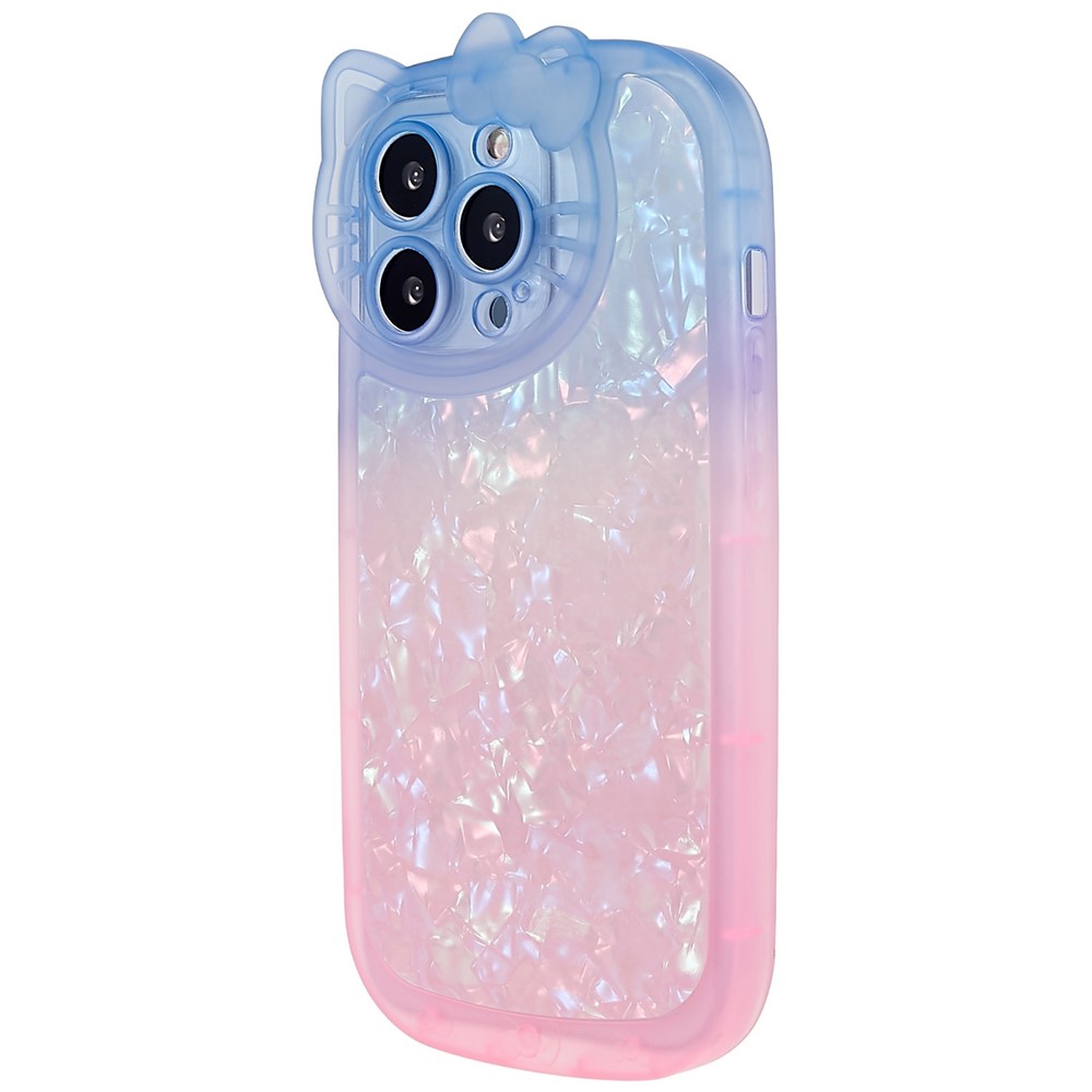 For iPhone 13 Pro Max 6.7 inch Dual-color Gradient Cell Phone Case Shell Pattern Drop-proof IMD IML Soft TPU Back Cover - Blue / Pink-2