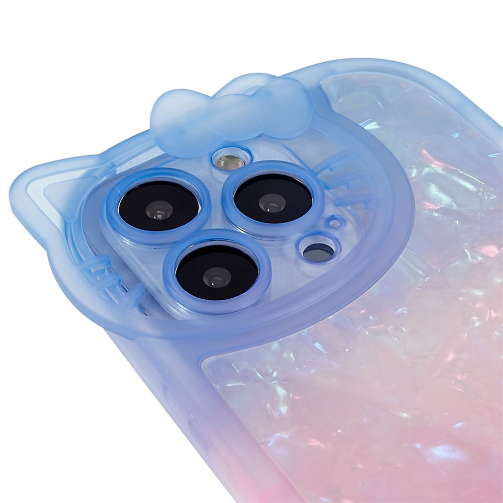 For iPhone 13 Pro Max 6.7 inch Dual-color Gradient Cell Phone Case Shell Pattern Drop-proof IMD IML Soft TPU Back Cover - Blue / Pink-6