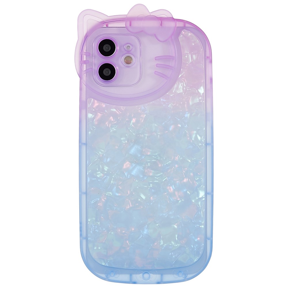 For iPhone 12 6.1 inch IMD IML Shell Pattern Dual-color Gradient Phone Case Flexible TPU Anti-wear Protector - Purple / Blue-1