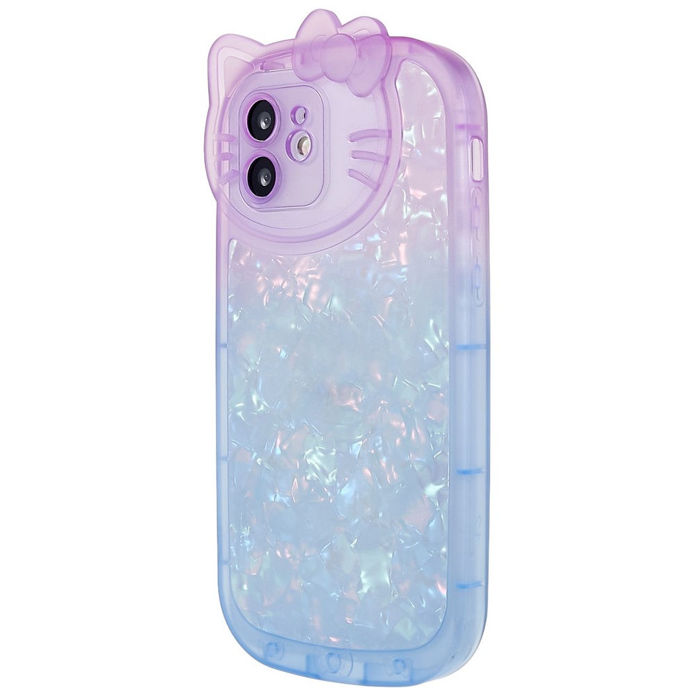 For iPhone 12 6.1 inch IMD IML Shell Pattern Dual-color Gradient Phone Case Flexible TPU Anti-wear Protector - Purple / Blue-2