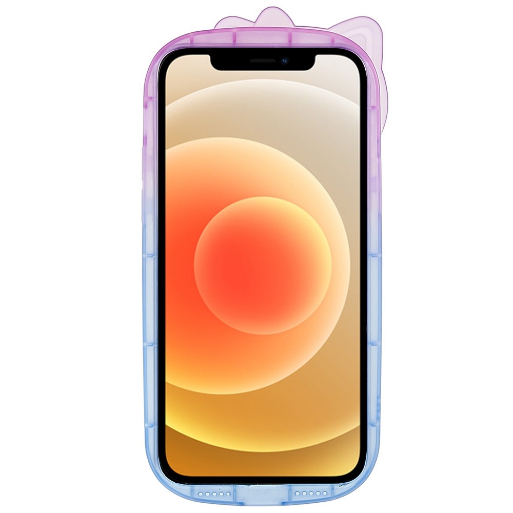 For iPhone 12 6.1 inch IMD IML Shell Pattern Dual-color Gradient Phone Case Flexible TPU Anti-wear Protector - Purple / Blue-3