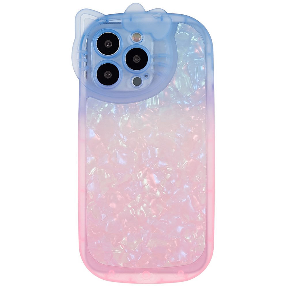 For iPhone 13 Pro 6.1 inch Dual-color Gradient Phone Case Anti-fall IMD IML Shell Pattern Soft TPU Cover - Blue / Pink-1