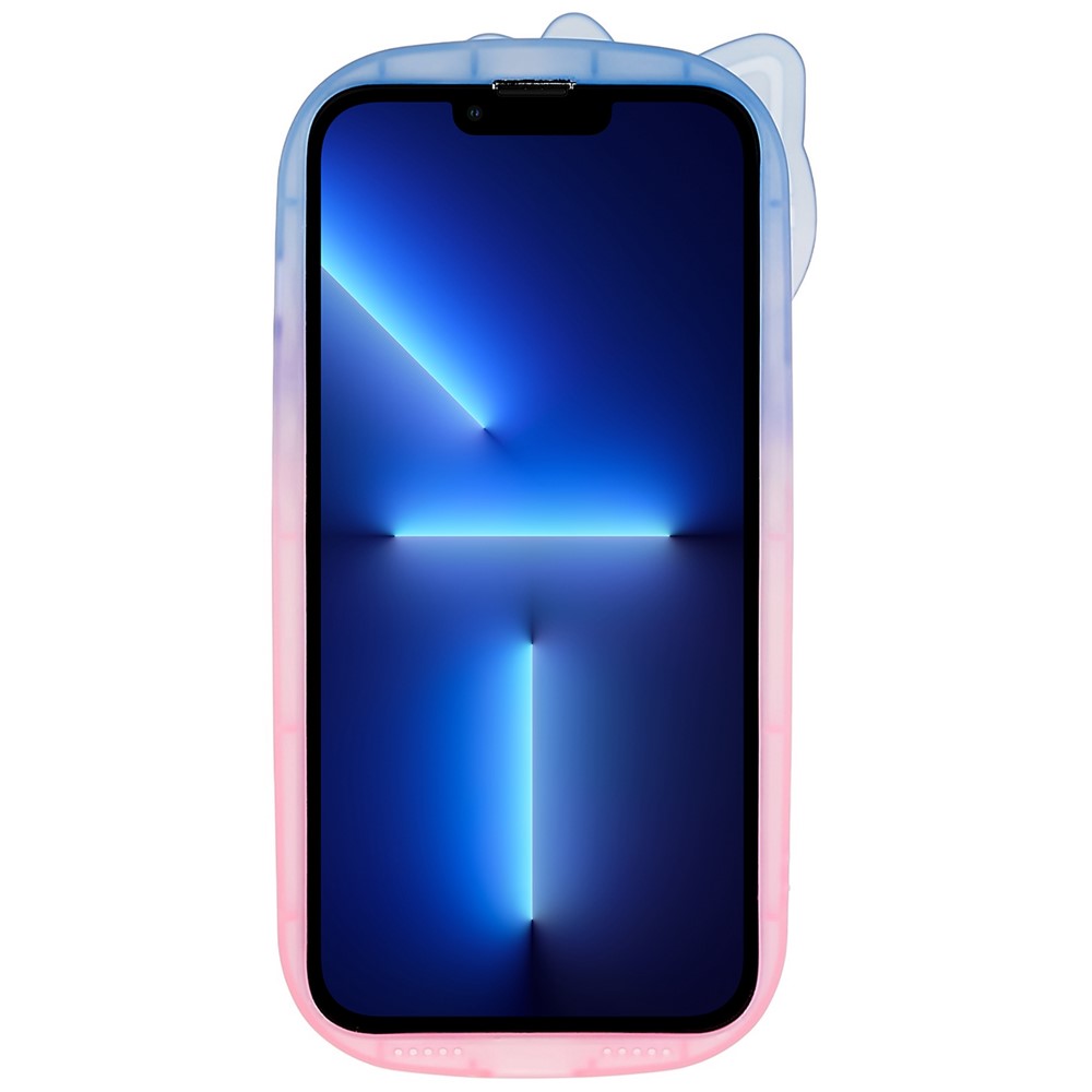 For iPhone 13 Pro 6.1 inch Dual-color Gradient Phone Case Anti-fall IMD IML Shell Pattern Soft TPU Cover - Blue / Pink-3