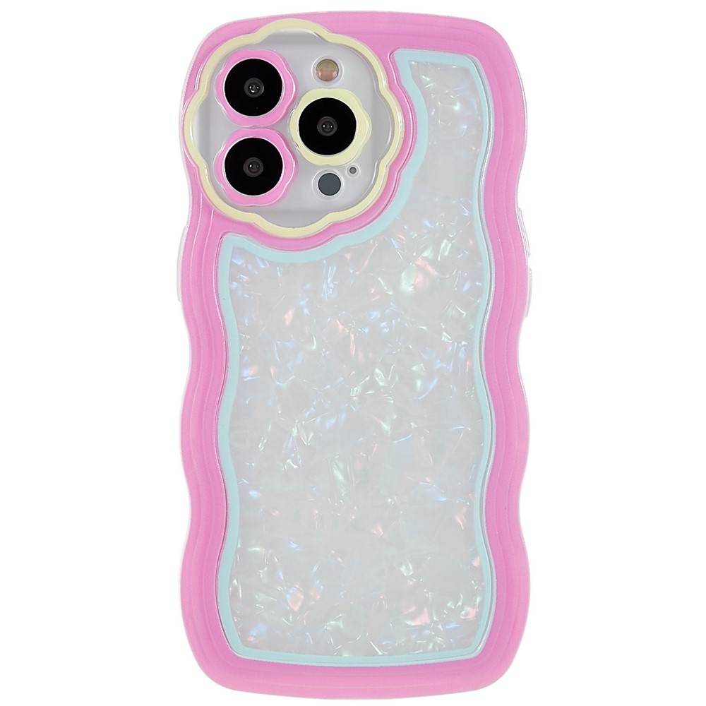 For iPhone 13 Pro Max 6.7 inch Wavy Edge Shell Pattern Soft TPU Back Cover Anti-scratch Phone Case - Rose-1