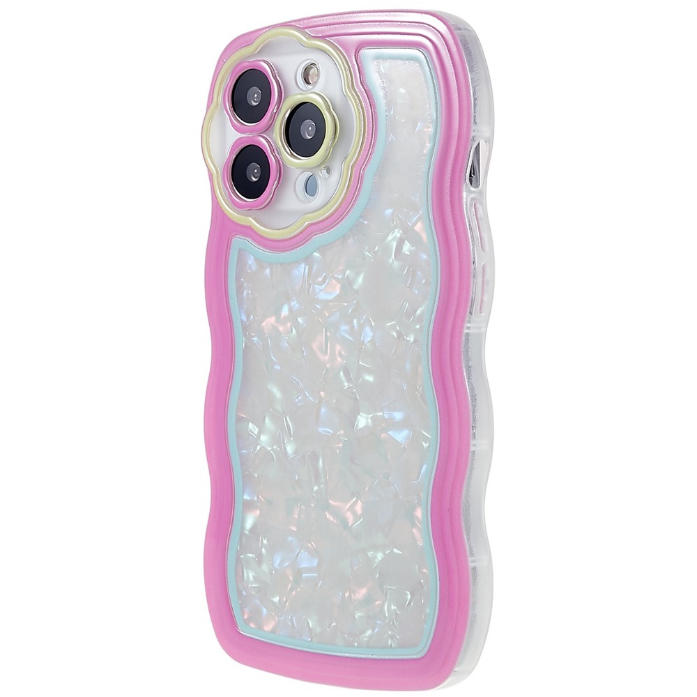 For iPhone 13 Pro Max 6.7 inch Wavy Edge Shell Pattern Soft TPU Back Cover Anti-scratch Phone Case - Rose-2
