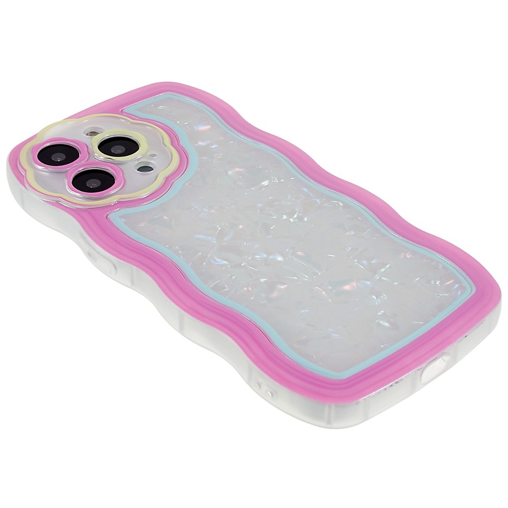 For iPhone 13 Pro Max 6.7 inch Wavy Edge Shell Pattern Soft TPU Back Cover Anti-scratch Phone Case - Rose-4