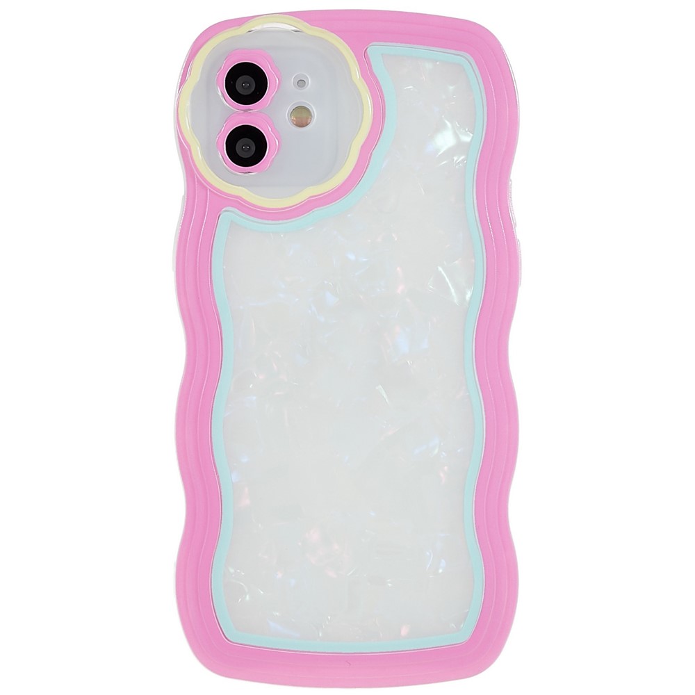 Shell Pattern Anti-drop Phone Case for iPhone 12 6.1 inch, Wave Edge Flexible TPU Protective Cover - Rose-1
