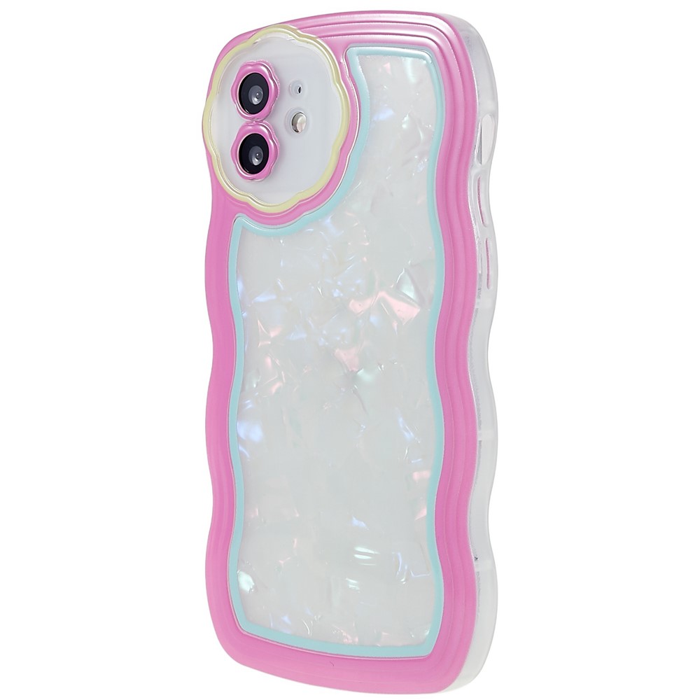 Shell Pattern Anti-drop Phone Case for iPhone 12 6.1 inch, Wave Edge Flexible TPU Protective Cover - Rose-2