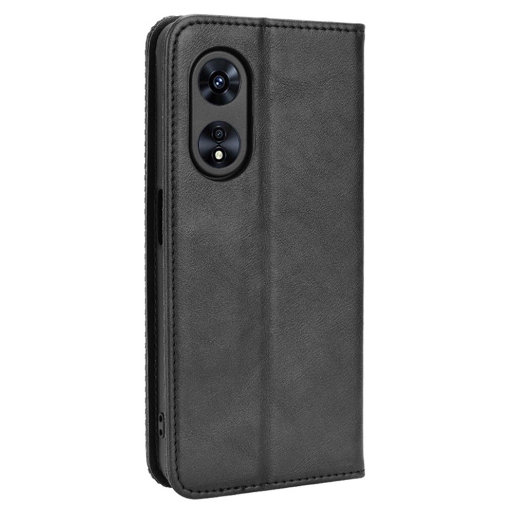 For Oppo A97 5G Auto Closing Magnetic Phone Case Retro PU Leather + TPU Wallet Stand Phone Cover - Black-8