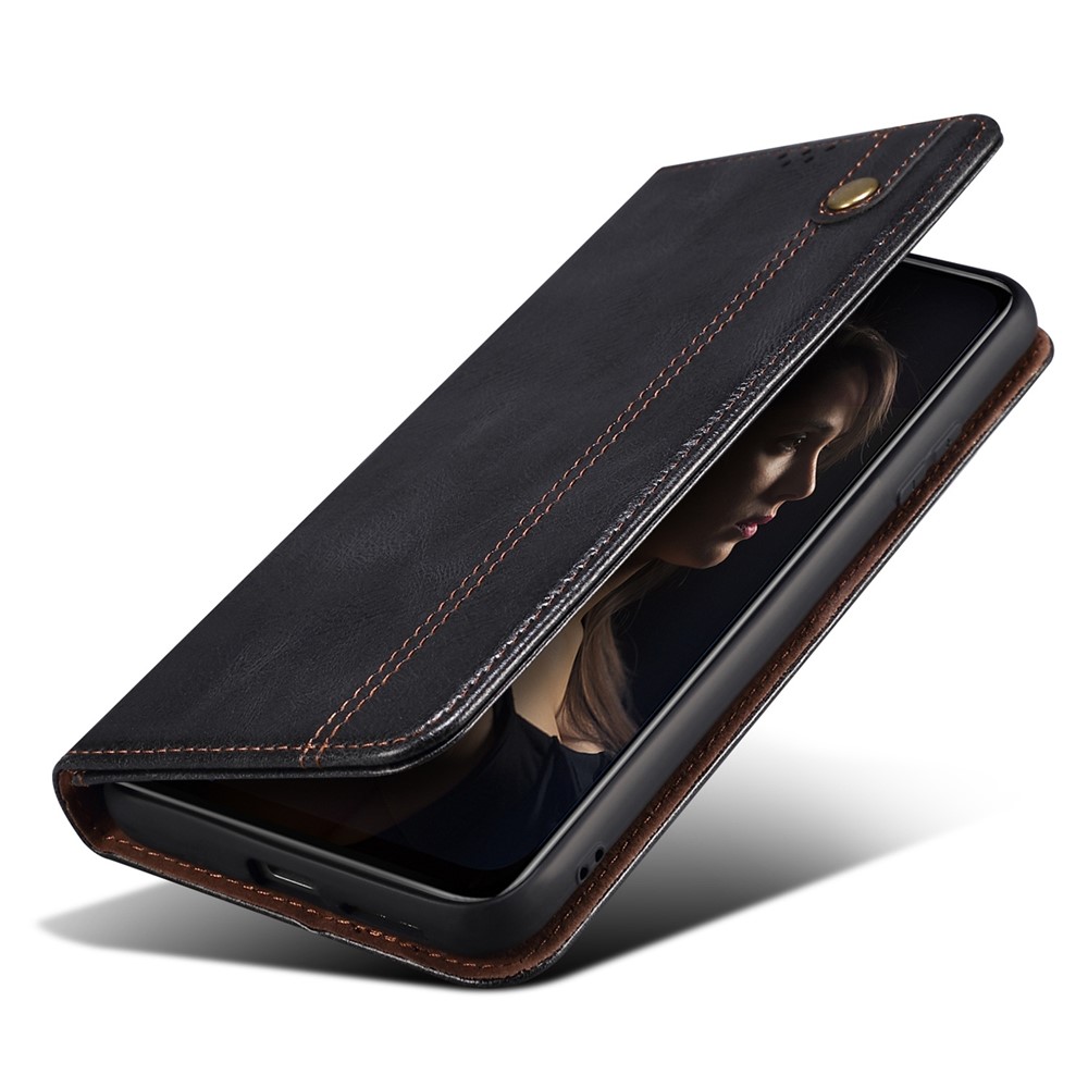 For iPhone 14 Pro Max 6.7 inch PU Leather Waxy Crazy Horse Texture Case Stand Wallet Folio Flip Phone Cover - Black-4