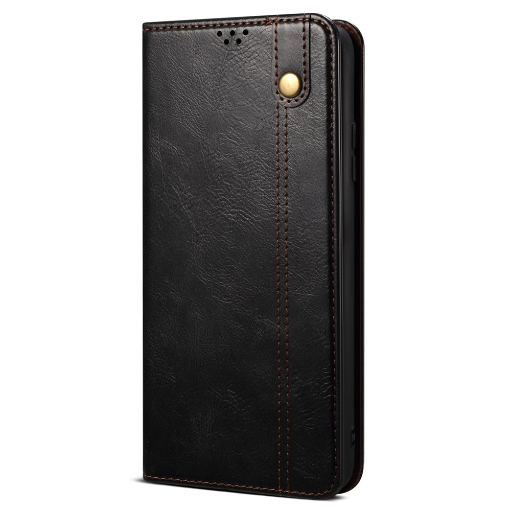 For iPhone 14 Pro Max 6.7 inch PU Leather Waxy Crazy Horse Texture Case Stand Wallet Folio Flip Phone Cover - Black-8