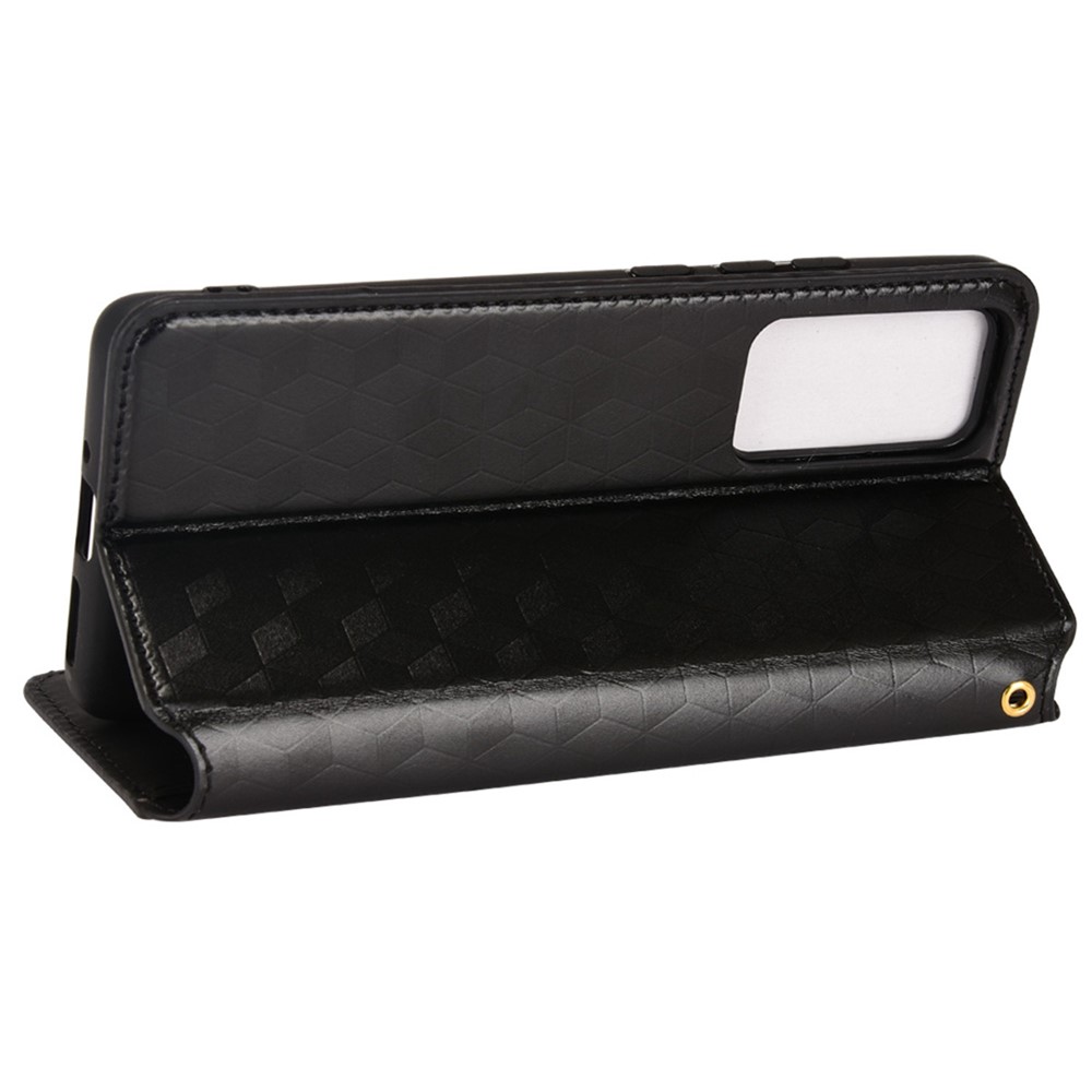 For Xiaomi 12 Lite 5G Imprinting Rhombus Pattern PU Leather Stand Wallet Case Magnetic Auto Closing Phone Cover - Black-3