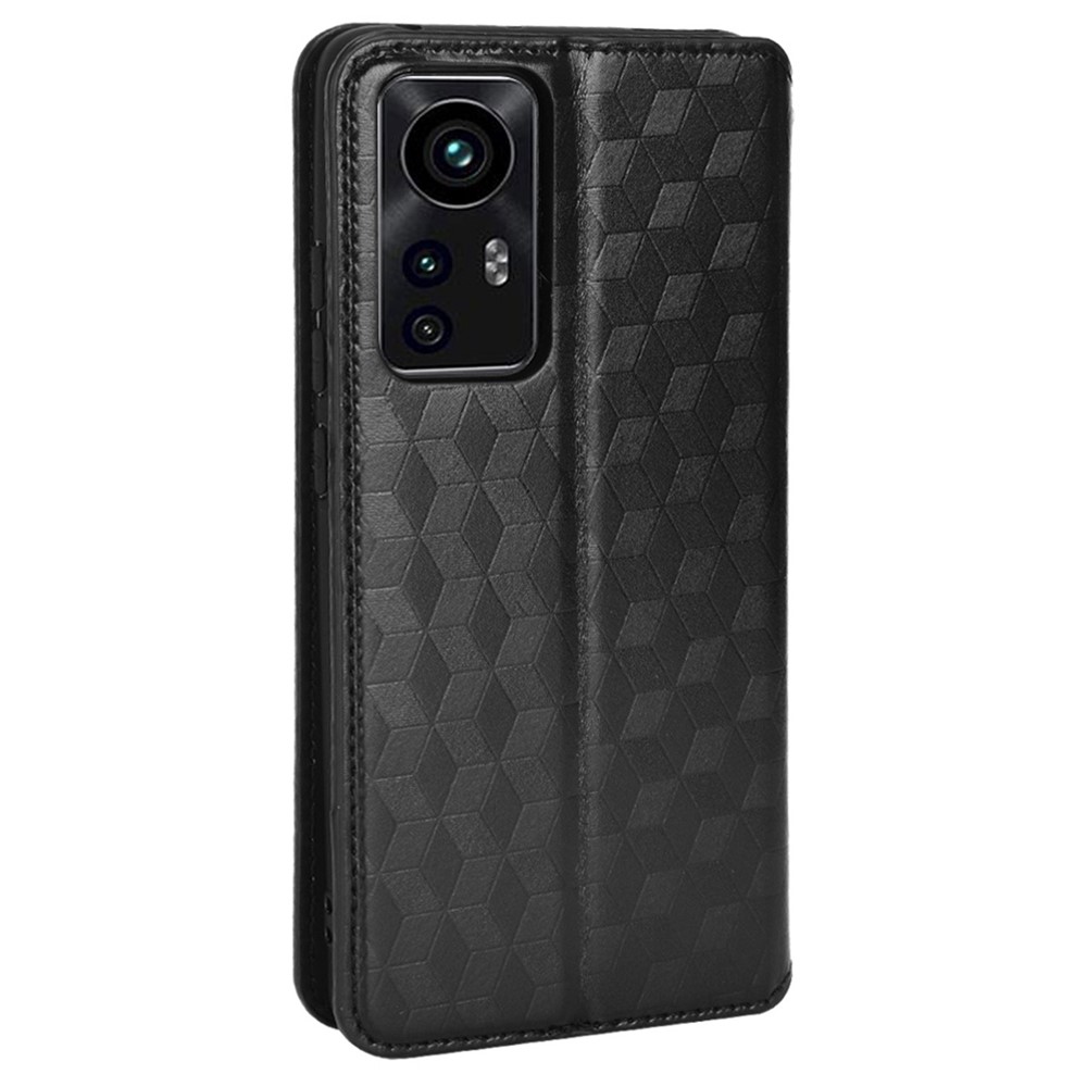 For Xiaomi 12 Lite 5G Imprinting Rhombus Pattern PU Leather Stand Wallet Case Magnetic Auto Closing Phone Cover - Black-8