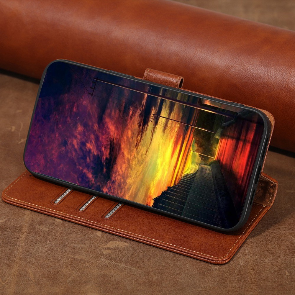 For Huawei nova 10 4G Phone Case RFID Blocking Function Water-repellent PU Leather Anti-scratch Flip Wallet Cover - Brown-6