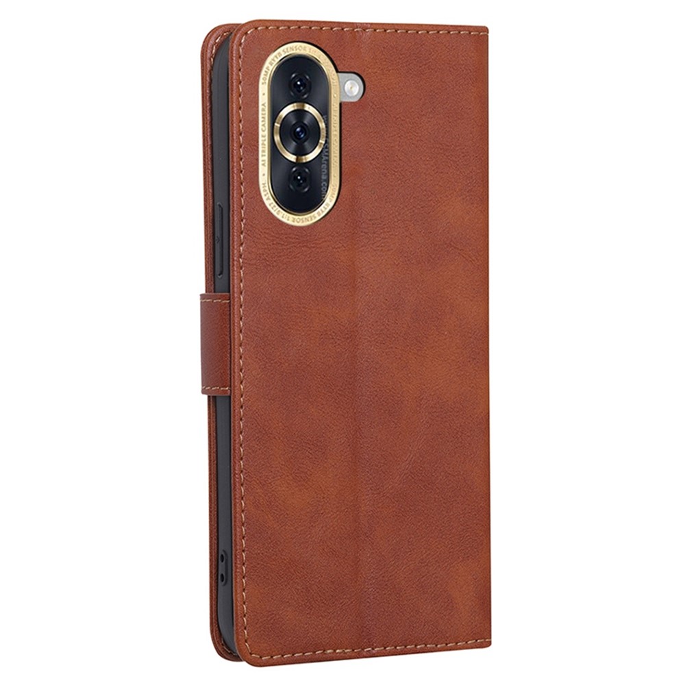 For Huawei nova 10 4G Phone Case RFID Blocking Function Water-repellent PU Leather Anti-scratch Flip Wallet Cover - Brown-8