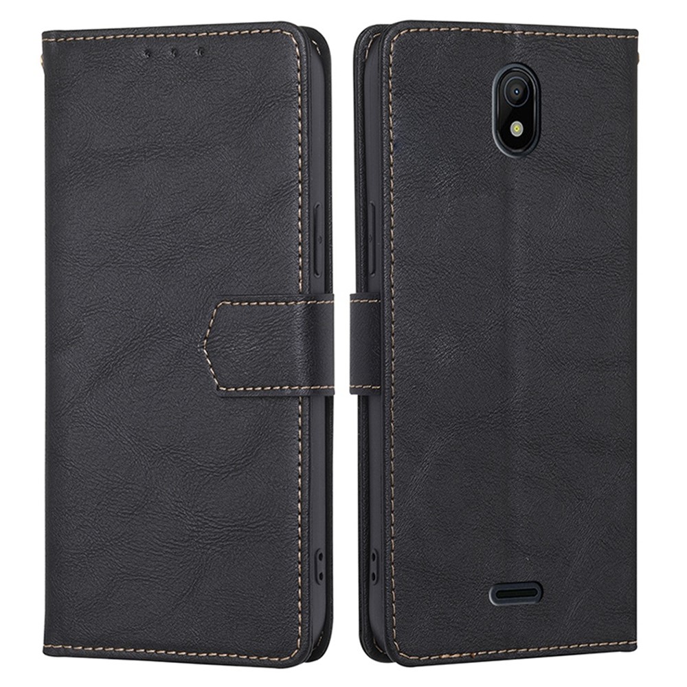 For Nokia C100 4G Drop-proof Phone Case Stand RFID Blocking Function Water-repellent PU Leather Flip Wallet Cover - Black-1