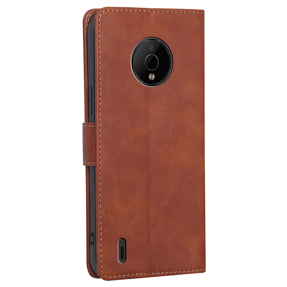 For Nokia C200 4G Drop-proof Phone Case Stand RFID Blocking Function Water-repellent Wear-resistant PU Leather Cellphone Flip Wallet Cover - Brown-8