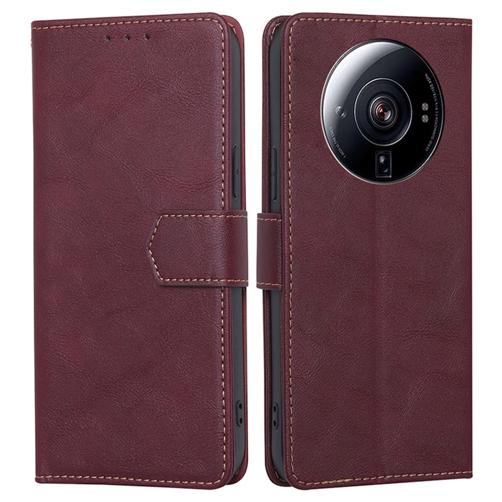 For Xiaomi 12S Ultra 5G Anti-fall Phone Case Water-repellent PU Leather Shockproof Flip Wallet Stand Cover with RFID Blocking Function - Wine Red-1
