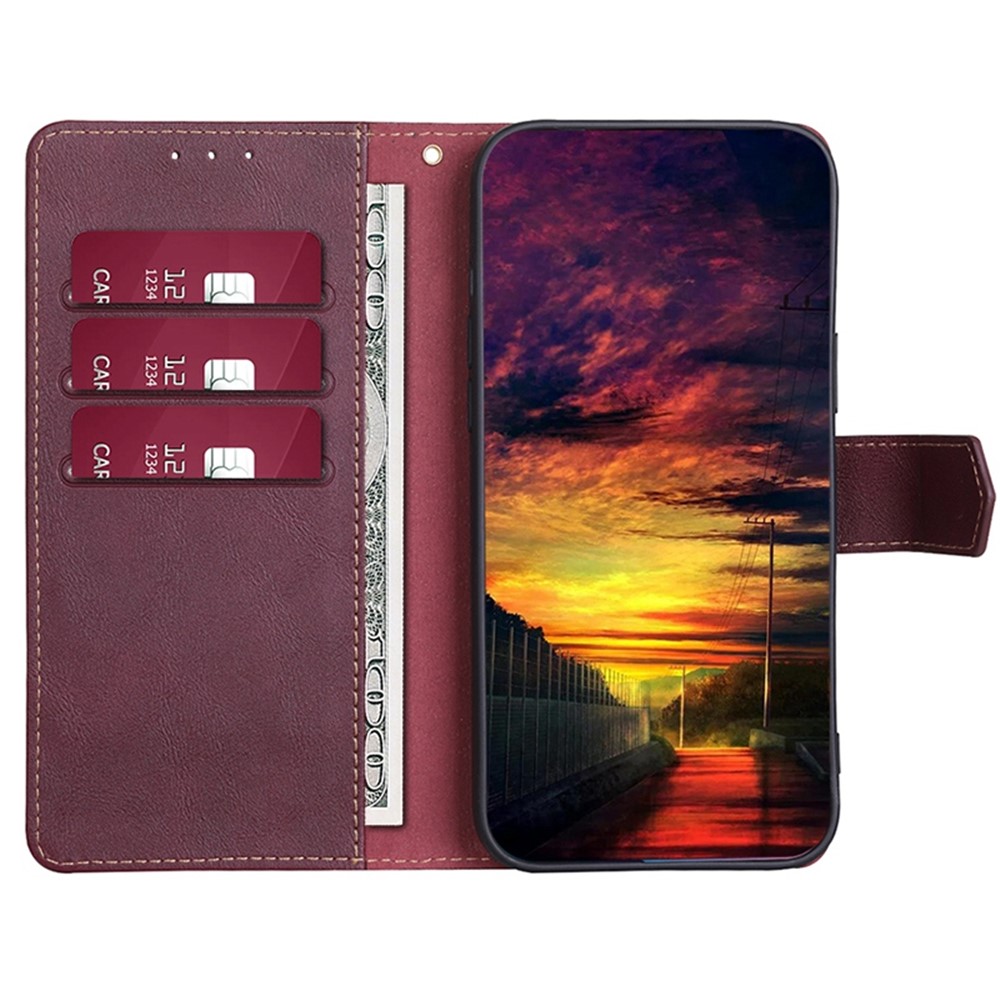 For Xiaomi 12S Ultra 5G Anti-fall Phone Case Water-repellent PU Leather Shockproof Flip Wallet Stand Cover with RFID Blocking Function - Wine Red-2