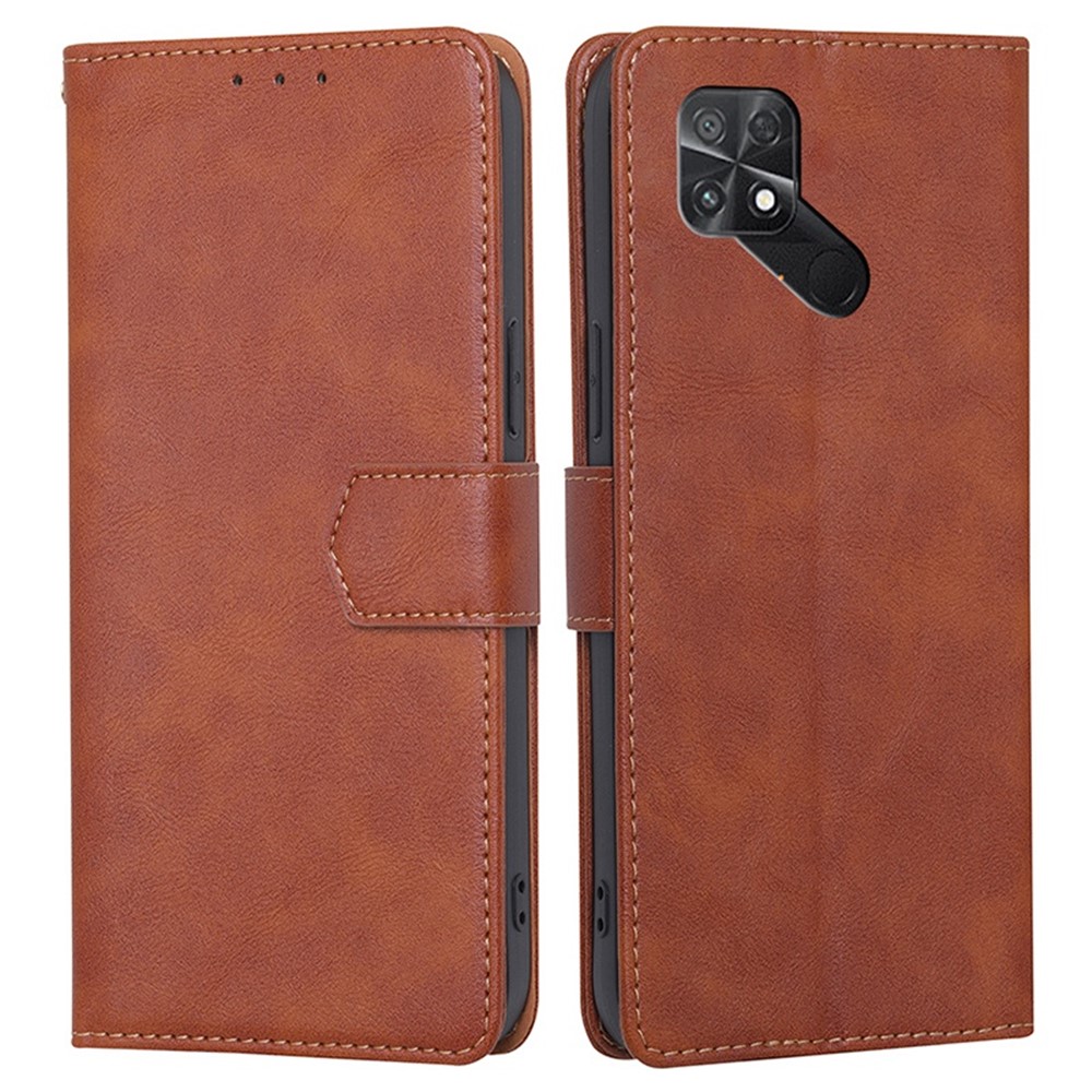 For Xiaomi Poco C40 4G Anti-fall Phone Case Water-repellent PU Leather Cellphone Flip Wallet Stand Protective Cover with RFID Blocking Function - Brown-1