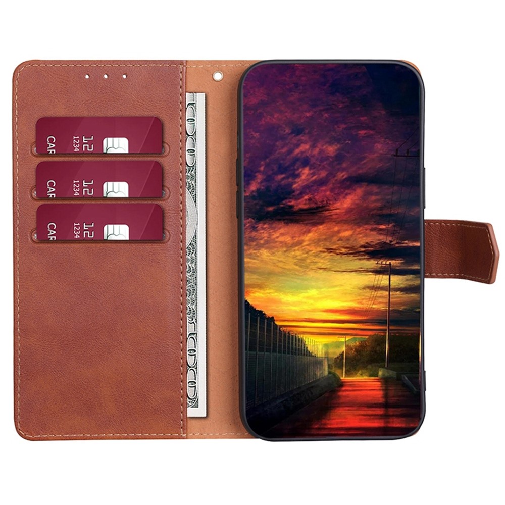 For Xiaomi Poco C40 4G Anti-fall Phone Case Water-repellent PU Leather Cellphone Flip Wallet Stand Protective Cover with RFID Blocking Function - Brown-2