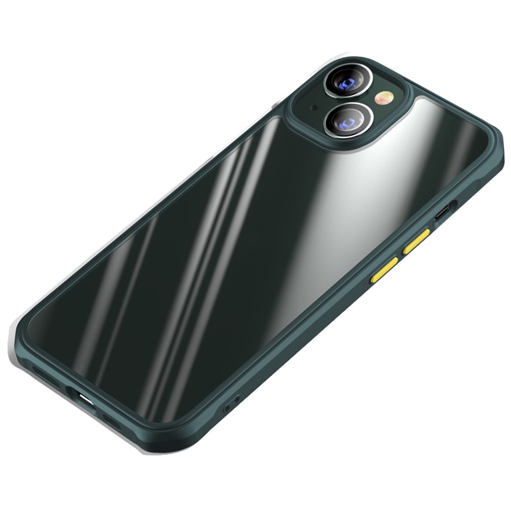 For iPhone 14 Max 6.7 inch TPU + PC Hybrid Cover Airbag Corner Shockproof Transparent Phone Case - Green-1