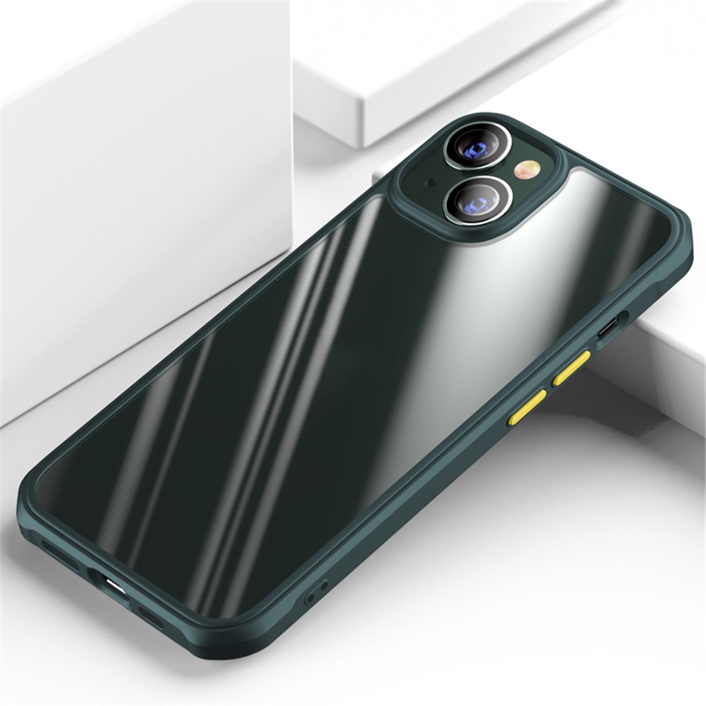 For iPhone 14 Max 6.7 inch TPU + PC Hybrid Cover Airbag Corner Shockproof Transparent Phone Case - Green-2